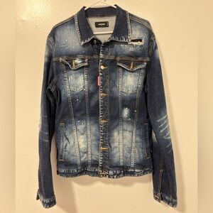 Dsquared2 Icon Blue Denim Jacket Distressed #56 Large